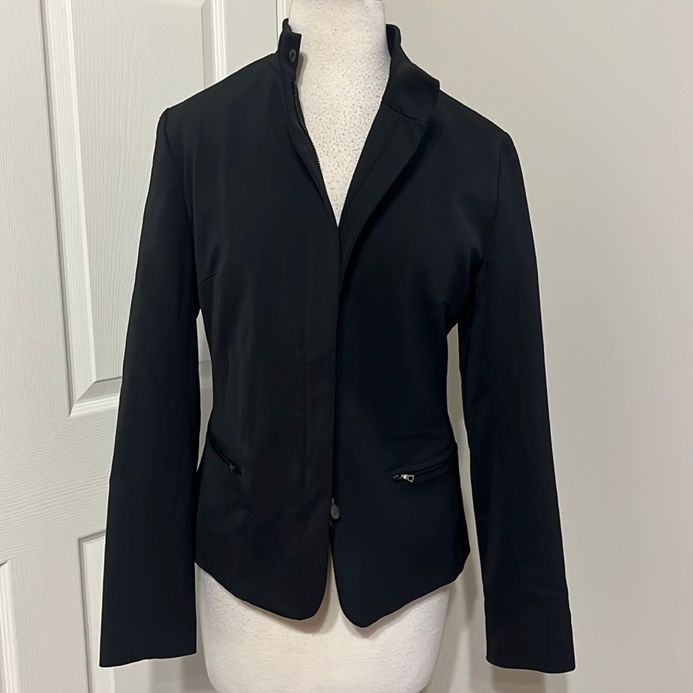 Authier black long sleeve zip up jacket, size 8